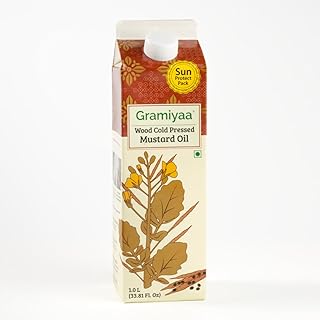 Gramiyaa Wood Cold Pressed Mustard Oil - 1 Ltr | 100% Pure Unrefined Marachekku Oil/Kachi Ghani Oil | Chemical & Cholesterol Free Healthy Cooking Oil for Daily Use