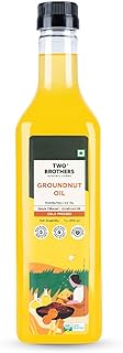 Two Brothers Organic Farms Groundnut Oil 1L | Cold Pressed Kacchi Ghani | Unrefined, Single-Filtered | Natural Shengdana Oil for Cooking & Frying | Rich Nutty Aroma | Mungfali Tel