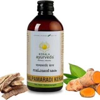 Kerala Ayurveda Nalpamaradi Keram 200ml | Face & Body Oil | Detan Oil | For All Skin Types| Suitable for All Skin Types | Removes Tan and Dark Spots | Heals Skin | With Nalpamara, Haridra, Usira, Amla, Manjistha, Raktachandana | Coconut Oil Base |