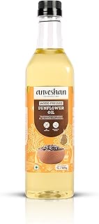 Anveshan Wood Pressed Sunflower Oil 1L | Plastic Bottle | Kolhu/Chekku | Extracted on Wooden Churner | Natural | Chemical-Free | Cold Pressed Sunflower Oil for Cooking
