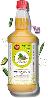 IndicWisdom Wood Pressed White Sesame Oil 1 Liter (Cold Pressed White Sesame Oil - Extracted on Wooden Churner)