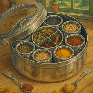 STEEPLE 12 in 1 Masala Box For Kitchen | Spice Box | with Glass Lid | Traditional Indian Spice Container | Includes 8 Small Containers + 1 Middle Partitioned Container (4 Sections)