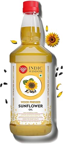 IndicWisdom Wood Pressed Sunflower Oil 1 liter (Cold Pressed Sunflower Oil - Extracted on Wooden Churner)