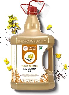 IndicWisdom Wood Pressed Mustard Oil 5 Liter (Cold Pressed Mustard Oil - Extracted on Wooden Churner)