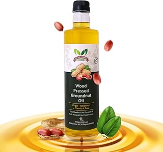 Gavyamart Wood Pressed Groundnut Peanuts Oil 1 Litre | Kolhu/Kacchi Ghani/Chekku | Peanut Oil | Natural | Cold Pressed Groundnut Oil for Cooking