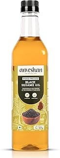 Anveshan Wood Pressed Black Sesame Gingelly Oil - 1Litre | Plastic Bottle Kolhu/Kacchi Ghani/Chekku | Natural | Chemical-Free | Cold Pressed Sesame Oil for Cooking.