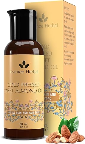 Avimee Herbal Keshpallav Almond Oil | Pure Cold Pressed Oil | Fights Split Ends & Strengthens Hair | Enriched With Vitamin E | Mineral Oil Free | 50 ML