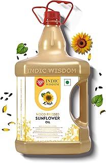 IndicWisdom Wood Pressed Sunflower Oil 5 liter (Cold Pressed Sunflower Oil - Extracted on Wooden Churner)