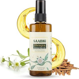 SAABHI Bhringraj Ayurvedic Hair Oil, 150ml, For Hair Growth & Hair Fall Control, With Bhringraj Oil & Manjistha, Prevents Graying, and Moisturizes Scalp, Suitable For All Hair Types