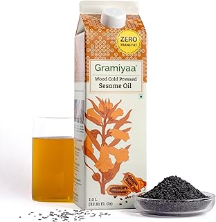 Gramiyaa Cold Pressed Sesame Oil 1 Litre | Traditionally Extracted | Chemical-free, Zero Trans-fat Cooking Oil | Unrefined Oil | Kachi Ghani Til Oil for Cooking
