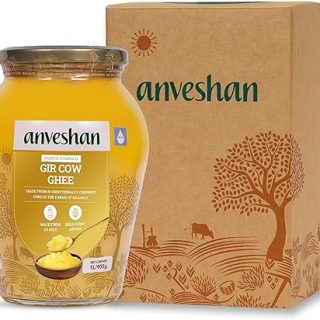 Anveshan A2 Gir Cow Ghee Bilona Method 1Liter, Traditional Bilona Method, Cultured, Immunity Booster, Pure, Natural, Healthy, Fresh, Lactose And Gluten Free